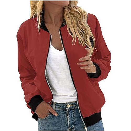 EMATOP Bomberjacke Damen Casual Langarm College Jacke Leichte Elegant Fliegerjacke Einfarbig Bequem Pilotenjacke Zip Up Übergangsjacke mit Taschen Sportjacke Locker Lässig Bikerjacke Outwear EMATOP Bomberjacke Damen Casual Langarm College Jacke Leichte Elegant Fliegerjacke Einfarbig Bequem Pilotenjacke Zip Up Übergangsjacke mit Taschen Sportjacke Locker Lässig Bikerjacke Outwear von EMATOP