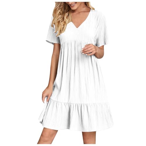 EMATOP Damen Kleider Elegant Leicht Sommerkleid Knielang Minikleid Casual Kurzarm Strandkleid V-Ausschnitt Sexy Freizeitkleider Bequemes Einfarbig Tunika Kleid Hohe Taille Plissiert Blusenkleid EMATOP Damen Kleider Elegant Leicht Sommerkleid Knielang Minikleid Casual Kurzarm Strandkleid V-Ausschnitt Sexy Freizeitkleider Bequemes Einfarbig Tunika Kleid Hohe Taille Plissiert Blusenkleid von EMATOP