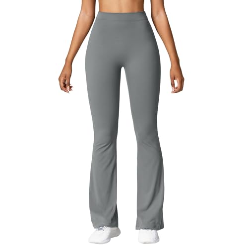 EMATOP Damen Sporthose Sommer Casual Schlaghose Hohe Taille Lang Yogahose Locker Fitness Jogginghose Einfarbig Baumwolle Leggings Elegant Palazzo Hose Weich Bequem Freizeithose Sommerhose von EMATOP