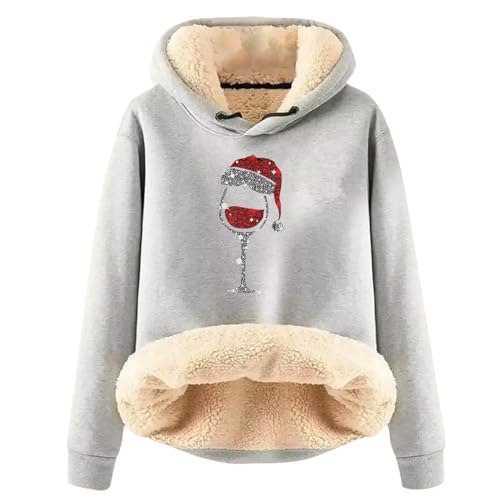 EMATOP Deals of The Day Weihnachtspullover Damen Lustig Sport Hoodie Warm Gefüttert Sweatshirt mit Kapuze Pullover Winter Langarm Kapuzenpullover Kuschelig Fleecepullover Langarmshirt von EMATOP