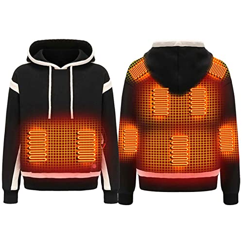 EMATOP Hoodie Herren Damen Beheizbare Sweatshirt Pullover mit Fleecefutter Kapuzenjacke Winter Warm Heizmantel USB Elektrischer Beheizte Sweatjacke mit Tasche und Kordelzug Fleecejacke von EMATOP