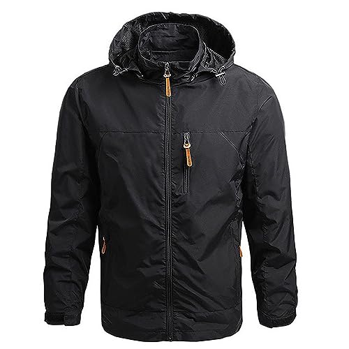 EMATOP Kapuzenjacke Herren Casual Leicht Bomberjacke Langarm Einfarbig Übergangsjacke mit Kapuze College Jacke Vintage Outdoor Hoodie Fliegerjacke Herbst Winter Dünn Softshelljacke Mantel von EMATOP