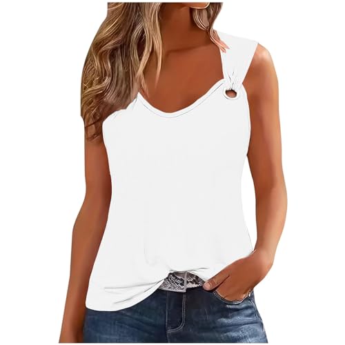 EMATOP Tank Tops für Damen Ärmelloses Elegant Tshirts Sommer Leichte Tunika Longshirt Lässig Einfarbig Oberteile Baumwolle V-Ausschnitt Sommershirts Bluse Sportshirt sonderangebote & Restposten von EMATOP