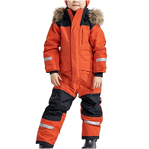 EMATOP Unisex Kinder Skioverall mit Kapuze Schneeanzug Wasserdicht Atmungsaktiv Skianzüge Verdickt Warm Funktionsanzug Outdoor Regenoverall EinteiligerSchneeoverall Jungen Mädchen (Rot, 110) von EMATOP