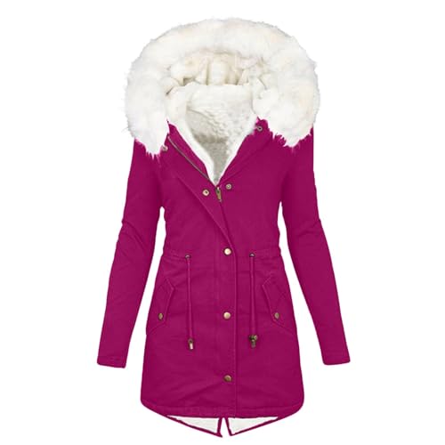 EMATOP Winterjacke Damen Warm Gefüttert Winter Parka Mantel Baumwolle Lang Wintermantel Einfarbig Langarm Steppjacke mit Kapuze Jacke Kuschelig Elegant Baumwolljacke Wanderjacke befristetes angebot von EMATOP