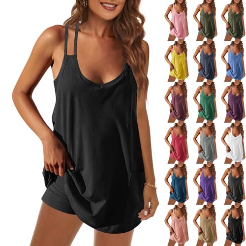 EMATOP Zweiteiler Damen Sommer Sport Outfits Kurz Jogginganzug Einfarbig Lässig Tracksuit Elegant Tank Top und Shorts Trainingsanzug Baumwolle Sportanzug Locker Bequem Hausanzug Loungewear EMATOP Zweiteiler Damen Sommer Sport Outfits Kurz Jogginganzug Einfarbig Lässig Tracksuit Elegant Tank Top und Shorts Trainingsanzug Baumwolle Sportanzug Locker Bequem Hausanzug Loungewear von EMATOP