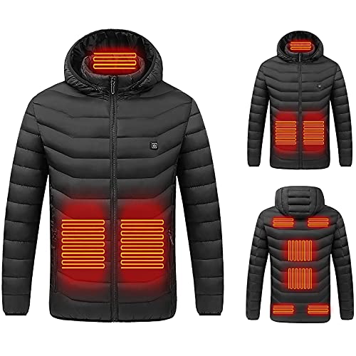 EMATOP angebot des tages Beheizbarer Hoodie Damen Herren Elektrische Beheizte Jacke Winter Warme Heizjacke mit Kapuze Daunenjacke Baumwolle Langarm Steppjacke Winddicht Wasserdicht Winterjacke von EMATOP