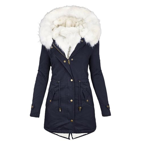 EMATOP black friday sale Damen Winterjacke Warm Baumwolle Steppjacke Winter Langarm Jacke Lang Elegant Wintermantel Casual Einfarbig Winterparka Mantel mit Kapuze Fleecejacke Pufferjacke von EMATOP