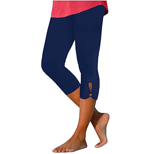 EMATOP blitzangebote des Tages 3/4 Leggings Damen Sommer Sport Jogginghose High Waist Sporthose Baumwolle Blickdicht Yoga Hose Kurze Einfarbig Sportleggins Elastische Taille Yogahose Casual Laufhose von EMATOP