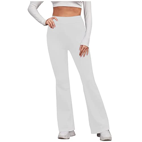 EMATOP tagesangebote Heute Yogahose Damen Lang Elegant Schlaghose Blickdicht Flared Leggings High Waist Sporthose Baumwolle Einfarbig Jogginghose Stretch Flared Hose Freizeithose von EMATOP