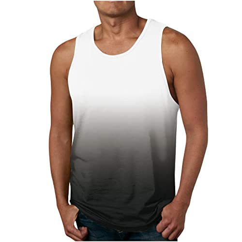 Herren Ärmellos Muskelshirt Sport Fitness Tank Top Casual Rundhals Unterhemd Gym T Shirts Mode Farbverlauf Weste Trägershirts Baumwolle Ärmelloses Oberteile für Männer Warehouse Deals Angebote von EMATOP