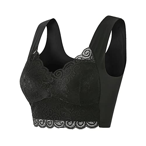 Spitzen BH Damen Sport Baumwolle Bustier Push Up Dessous Sexy V-Ausschnitt Unterwäsche Ohne Bügel Bra Atmungsaktiv Kuschelig Sportbekleidung Yoga BHS Prime Angebote von EMATOP