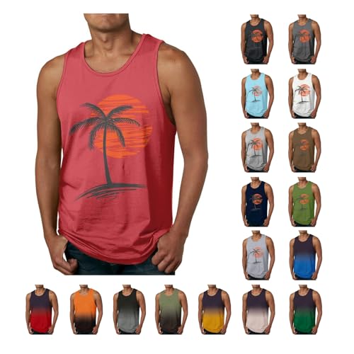 Tank Top Herren Sommer Ärmelloses Muskelshirts Casual Sport Tshirt Baumwolle Leicht Unterhemd Shirt Fitness Trägershirts Tops Hawaii Tanktop Oberteile Laufshirt befristetes Angebot Heute Amazon von EMATOP