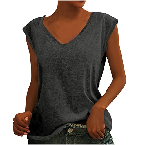 Tshirt Damen Sommer Baumwolle Oberteile Locker Casual Bluse Tops Sport Einfarbig T-Shirts V-Ausschnitt Elegant Tunika Longshirt Löwenzahn Muster Sommershirt Warehouse Deals Angebote von EMATOP