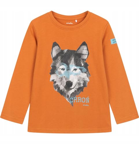 ENDO Langarm-T-Shirt für Jungen mit Baumwolle in Wolf Orange 152 von ENDO