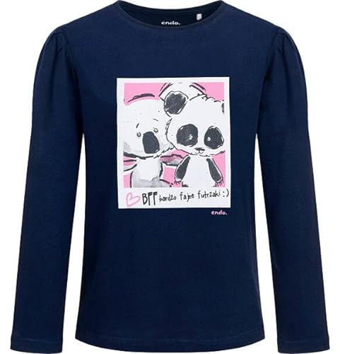 Endo Langarm Mädchen Kinder Shirt mit Bär Koala und Panda, navy pers, 158 von ENDO