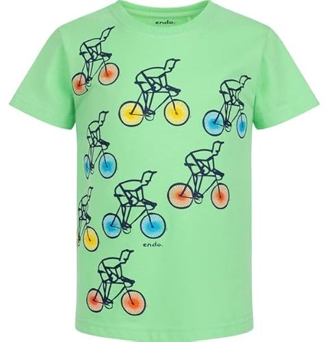 Endo T-Shirt Kinder Jungen Mit Fahrrädern grün, lieber grüner sand, 152 von ENDO