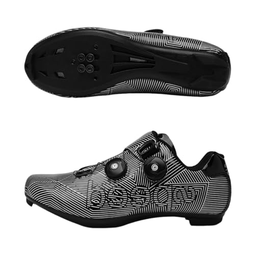 ENEN Fahrradschuhe Herren Damen, MTB Schuhe Abriebfester Rennradschuhe Fahrradschuhe Unisex, Streifen Mountainbike Rennrad Schuhe Radschuhe Kompatibel mit SPD und SPD-SL von ENEN