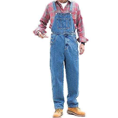 ENEN Herren Denim Latzhose Overalls Jeans Latzanzug Loose Fit Cargo Workwear Strampler Overalls Jumpsuit Arbeitshosen Lange Jeanshose mit Taschen von ENEN