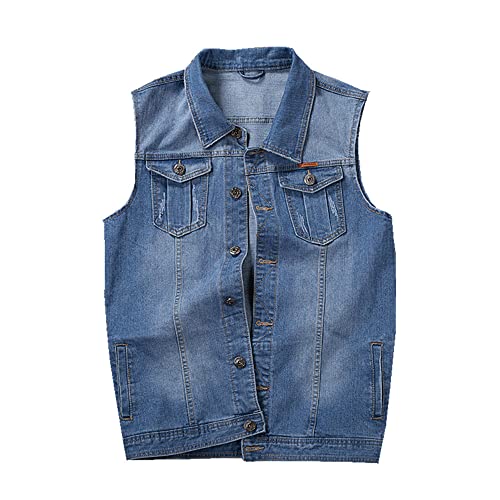 ENEN Herren Denim Vest Weste Retro-Jeansweste Ärmellos, Oberbekleidung Multi-Pocket Outdoor Fotografie Angeln Camping Weste Reisen Wandern Gilet Jacke von ENEN