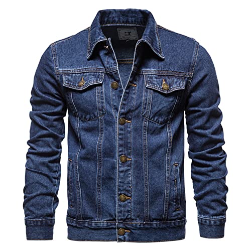 ENEN Herren Jeansjacke Basic Denim Weste Retro Classic Freizeitjacke Lange Ärmel, Sweatjacke Slim Fit Outdoor Fotografie Angeln Camping Reisen Wandern Jacke von ENEN