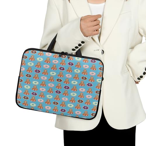 ENEN Laptoptasche 10-17 Zoll, Laptop-Taschen, Faultier Druck Laptop Tasche Business Büro Arbeit Computertasche, Schlanke Notebook Tasche für Herren Frauen (17 Zoll,Krapfen) von ENEN