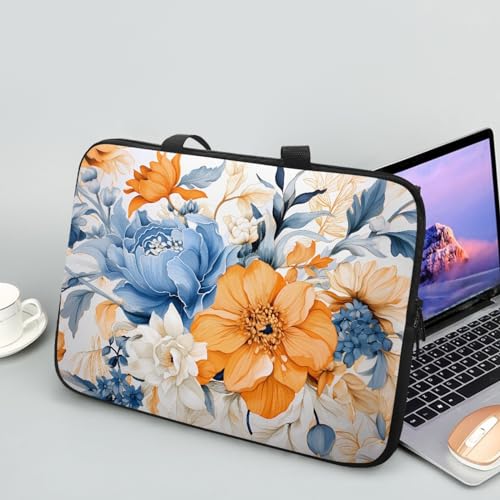 ENEN Laptoptasche 10-17 Zoll Laptop-Taschen, Eelegante Blumen Laptop Tasche Business Büro Arbeit Computertasche, Schlanke Notebook Tasche für Herren Frauen (10 Zoll,Blau) von ENEN