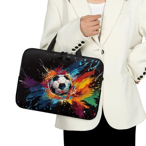 ENEN Laptoptasche 10-17 Zoll Laptop-Taschen, Fußball Druck Laptop Tasche Business Büro Arbeit Computertasche, Schlanke Notebook Tasche für Herren Frauen (12 Zoll,Mehrfarbig) von ENEN