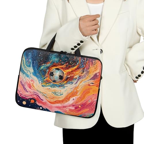 ENEN Laptoptasche 10-17 Zoll Laptop-Taschen, Fußball Druck Laptop Tasche Business Büro Arbeit Computertasche, Schlanke Notebook Tasche für Herren Frauen (13 Zoll,Magma) von ENEN