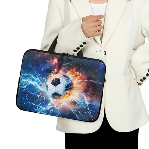 ENEN Laptoptasche 10-17 Zoll Laptop-Taschen, Fußball Druck Laptop Tasche Business Büro Arbeit Computertasche, Schlanke Notebook Tasche für Herren Frauen (17 Zoll,Donnerkeil) von ENEN