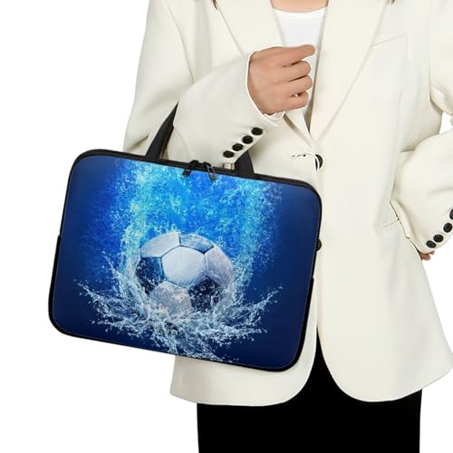 ENEN Laptoptasche 10-17 Zoll Laptop-Taschen, Fußball Druck Laptop Tasche Business Büro Arbeit Computertasche, Schlanke Notebook Tasche für Herren Frauen (17 Zoll,Wasser) von ENEN