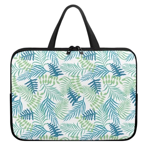 ENEN Wasserdicht Laptoptasche 3D Blatt Laptop Taschen, Laptop Tasche Business Büro Arbeit Computertasche, Schlanke Notebook Tasche für Herren Frauen (10’’,Blau Grün) von ENEN