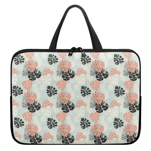 ENEN Wasserdicht Laptoptasche 3D Blatt Laptop Taschen, Laptop Tasche Business Büro Arbeit Computertasche, Schlanke Notebook Tasche für Herren Frauen (10’’,Blau Rosa) von ENEN