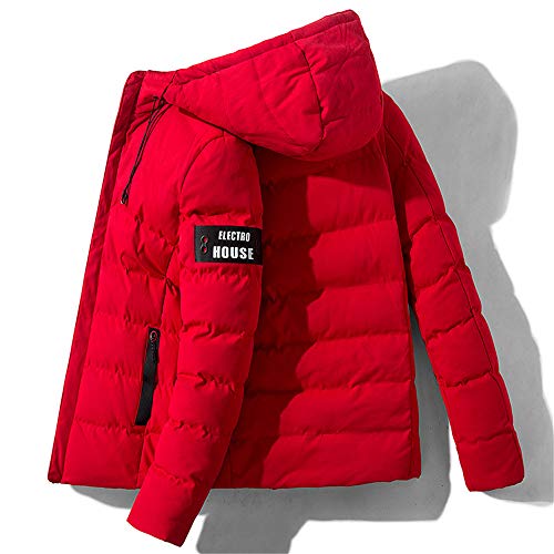 Steppjacke Herren mit Kapuze, Enhome Männer übergangsjacke Outdoor Leicht Casual Herbst Mantel Reißverschluss Winterjacke Winddicht Daunenjacke Gepolstert Freizeitjacke (Rot 1,4XL) von ENEN