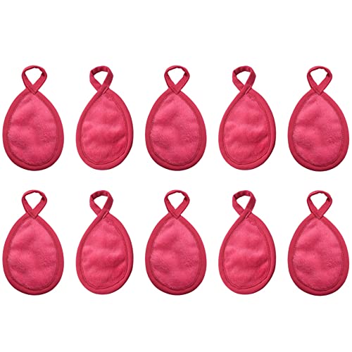 ENERRGECKO 10 StüCke Wiederverwendbare Gesichts Tuch Gesichts Tuch Frauen Make-Up Entferner Reinigungs Handschuh SchöNheit Kosmetische Puff Mikro Faser Gesichts Pflege Handtuch Rose Rot von ENERRGECKO