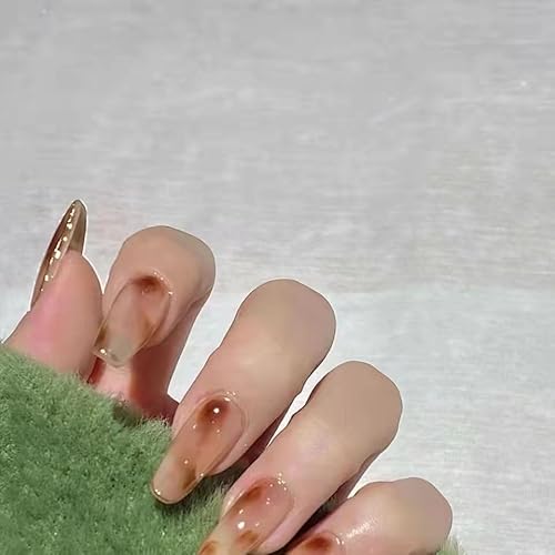 Nagelpflaster zur Temperamentverbesserung, handgefertigtes Nagelpflaster, Schildpatt-Bernstein im Herbst und Winter, fertiger Nagel, Toffee, Karamellfarbe, kleines rotes Buch, Nagelpflaster tragen (10 von ENESEA