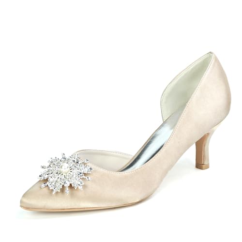 Damen Pumps mit spitzer Spitze zum Anziehen,Champagne,39 EU von ENWIND