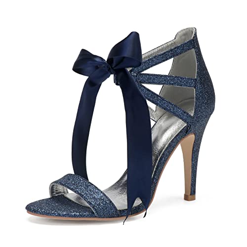 ENWIND Damen Arc Sandalen, Sexy High Heels und Offene Zehen für Hochzeitsfeiern,Dark blue,41 EU von ENWIND