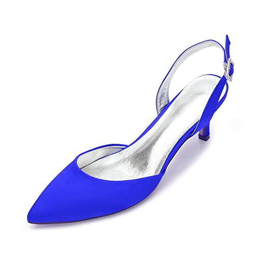 ENWIND Damen Pumps Slingback Sandalen Geschlossene Zehen Kleid Partei Gericht Schuhe Kätzchen Niedrige Absatz Hochzeit Schuhe,Blau,37 EU von ENWIND