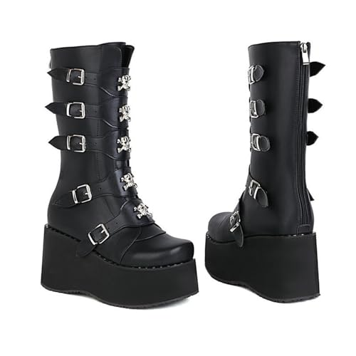 ENWIND Gothic Punk Schnalle von Military Biker Stiefeletten,Schwarz,46 EU von ENWIND