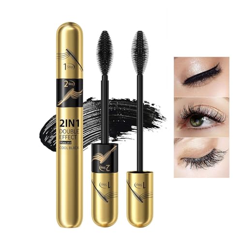 EONFAVE 2in1 Wimperntusche, Wasserfest Mascara Schwarz, Volumen & Verlängerung Mascara von EONFAVE