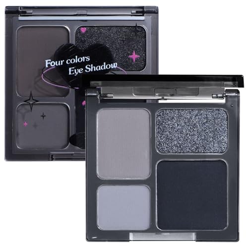 EONFAVE 4 Farben Rauchige Lidschatten Palette, Kühle Töne Lidschatten Matter Schimmer Eyeshadow Palette, Glatte Textur Punk Style Eyeshadow Hochpigmentiert Smokey Schminke Palette von EONFAVE