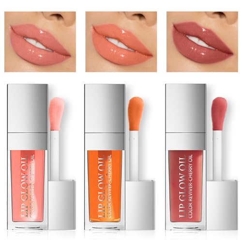 EONFAVE Glow Lip Oil Set, Feuchtigkeitsspendend Lip Gloss Leichtgewicht Lip Plumper Lipgloss, Mehrfachnutzung Anti-Trockenrissbildung Lippenöl Weiche, Glatte Textur Lippgloss Für Frauen Mädchen von EONFAVE