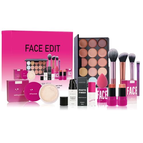 Make Up Set, Schminke Geschenk Set für Frauen, 8 Stück All In One Make Up Sets, Starter Kosmetik-Set Inklusive Lip Glaze, Loose Powder, Primer Makeup, 15 Farben Concealer Palette und Rouge Stick Make Up Set, Schminke Geschenk Set für Frauen, 8 Stück All In One Make Up Sets, Starter Kosmetik-Set Inklusive Lip Glaze, Loose Powder, Primer Makeup, 15 Farben Concealer Palette und Rouge Stick von EONFAVE