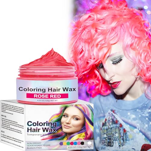 Rosenrotes Haarwachs, temporäre Rosenhaarspray-Farbe, einmalig waschbares Haarspray, Instant-Haarfärbemittel, natürliche Haarfarbe, Styling-Haarton für Männer, Frauen, Party, Cosplay, Weihnachten von EONFAVE