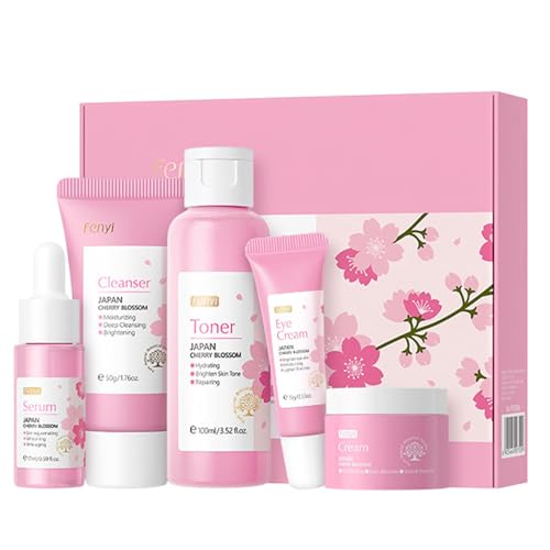 Skin Hautpflege-Set Geschenke für Mädchen im Teenageralter - Kirschblüten-Gesichtspflege-Geschenkset - Damen-Geschenksets mit Reinigungsmittel-Toner-Serum-Gesichtscreme-Augencreme - Preppy Hautpflege Skin Hautpflege-Set Geschenke für Mädchen im Teenageralter - Kirschblüten-Gesichtspflege-Geschenkset - Damen-Geschenksets mit Reinigungsmittel-Toner-Serum-Gesichtscreme-Augencreme - Preppy Hautpflege von EONFAVE
