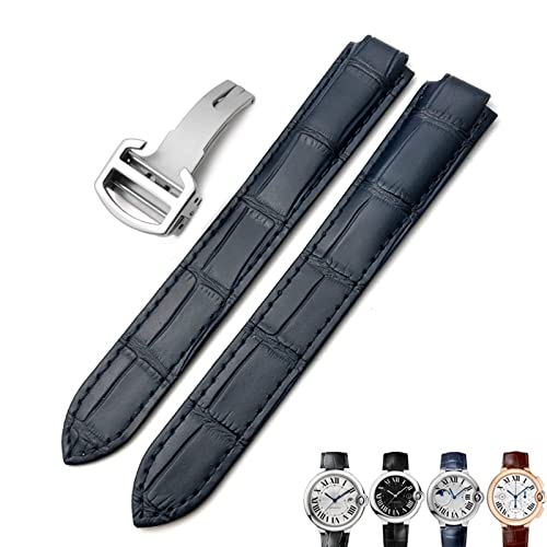 EPANO Uhrenarmband aus echtem Leder, 16 mm, 18 mm, 20 mm, schwarz, blau, braun, Faltschnalle, Uhrenarmbänder für Cartier Tank Solo Blue Ballon, 14 mm, Achat von EPANO