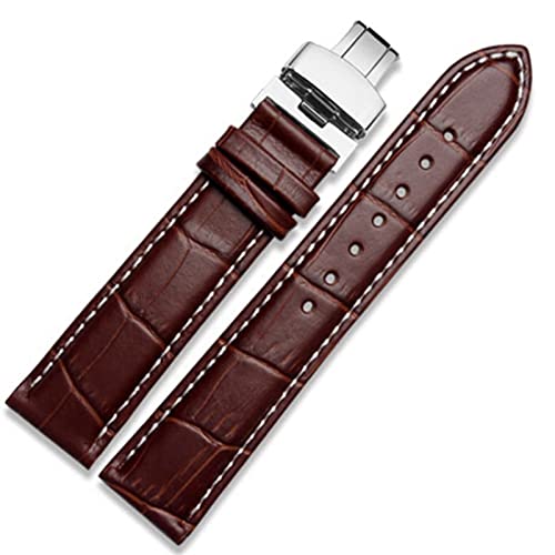 EPANO Uhrenarmband aus echtem Leder mit Schmetterlingsverschluss, Krokodil-Armband für Herren, Größen 12, 13, 14, 15, 16, 17, 18, 19, 20, 21, 22, 23, 24 mm, 17 mm, Achat von EPANO