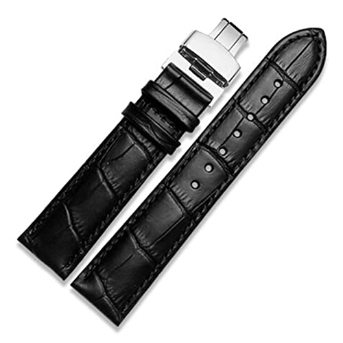 EPANO Uhrenarmband aus echtem Leder mit Schmetterlingsverschluss, Krokodil-Armband für Herren, Größen 12, 13, 14, 15, 16, 17, 18, 19, 20, 21, 22, 23, 24 mm, 19 mm, Achat von EPANO