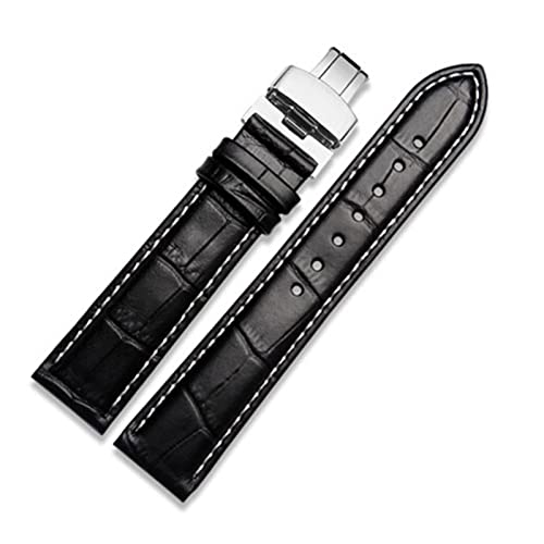 EPANO Uhrenarmband aus echtem Leder mit Schmetterlingsverschluss, Krokodil-Armband für Herren, Größen 12, 13, 14, 15, 16, 17, 18, 19, 20, 21, 22, 23, 24 mm, 21 mm, Achat von EPANO